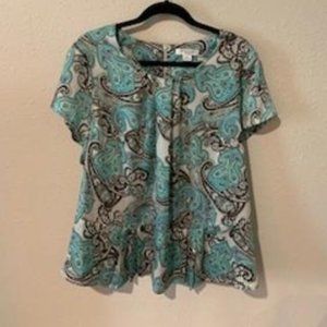 Liz Claiborne Teal and Black Print